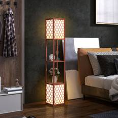 Brown Floor Lamps & Ground Lighting Homcom 2-Light Modern with Shelves 26cm x 26cm x 156cm Floor Lamp