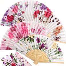 Hand Held Fans Shein Luxury Collection Of 4 Handheld Floral Folding Fans