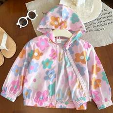 Florals Jackets Children's Clothing Shein Baby Girl Toddler Casual Lightweight Hooded Jacket - Spring/Summer