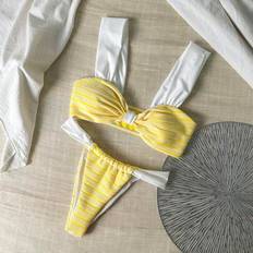 Bikini Sets Shein Cute Sexy Casual Vacation Beach Contrast Color Bikini Set