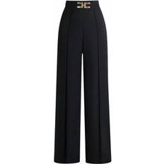 Women - Yellow Trousers Shein High Waisted Loose Trousers Lightweight Dress Pants - Cream Yellow