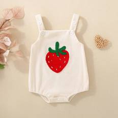 Boys Bodysuits Children's Clothing Shein Baby Boy Cute Strawberry Embroidered Beige Bodysuit