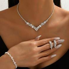 Copper Jewellery Sets Shein Bride Jewelry Necklace 1 Pair Earrings Bracelet