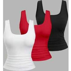 Shein Plus Size Women Summer Short Square Neck Pleated Tank Top