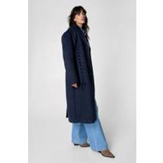 Natural - Women Coats Premium Corseted Detail Tailored Coat - Navy