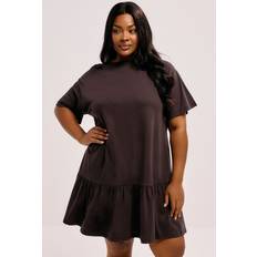 Breathable Dresses Yours Peplum Mini Dress Plus Size - Brown