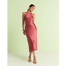 & Other Stories Clothing & Other Stories Bias Cut Satin Midi Dress Pomegranate Pink