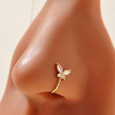 Piercings Shein Elegante Kupfer Nasenclip Schmetterling Schimmernd Zirkonia Einlage - Gl