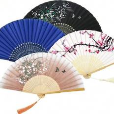 Hand Held Fans Shein Luxury Collection Of 4 Handheld Floral Folding Fans