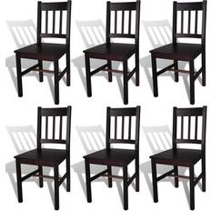 Pines Chairs vidaXL 271499 Dark Brown Kitchen Chair 86cm 6pcs