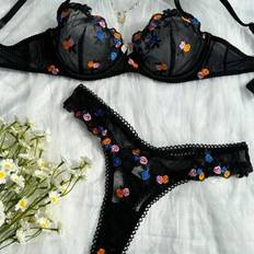 Shein Women Floral Embroidery Mesh Fashion Set
