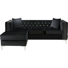 Glory Furniture Paige Black Sofa 87" 2pcs 3 Seater