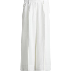H&M Wide Linen Blend Trousers - White