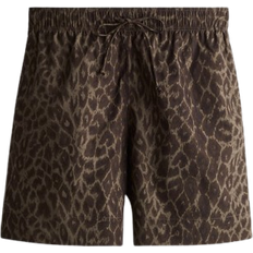 H&M Cotton Drawstring Shorts - Beige/Leopard Print