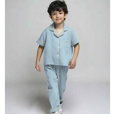 Boys - Green Night Garments Shein Solid Color Casual Comfortable Short Sleeve Top Pants - Green