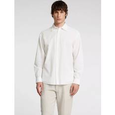 Selected Homme Cotton Long Sleeve Seersucker Shirt - Bright White