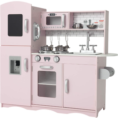 Non-Toxic Role Playing Toys KIDOZ Signature Kids Wooden Kitchen with Taps Pink