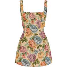 PrettyLittleThing Floral Twill Bodycon Dress - Stone