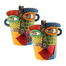 Pots, Plants & Cultivation Torribaly 2PCS Handmade Art Abstract Resin Flower Pot