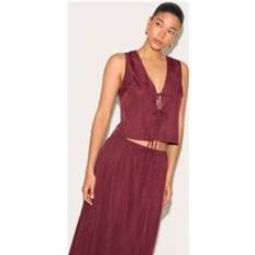 Purple Vests PrettyLittleThing Plum Textured Tie Detail Waistcoat - Purple
