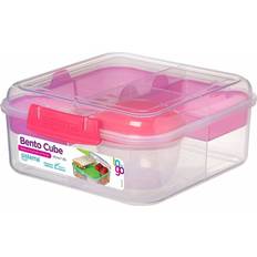 Sistema Bento Cube with Yogurt Pot Clear/Pink Matlåda 1.25L