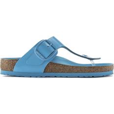 Birkenstock Gizeh Big Buckle Natural Leather Patent - High Shine Sky Blue