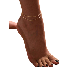 Shein 1pc Minimalist Double-Layer Anklet Chain, Fashion Versatile Sexy Beach Party Resort Wear, Summer Ideal Gift