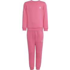 Piger Tracksuits Børnetøj adidas Joggingdragt Essentials Crew Kids Sæt - Lyserød/Hvid