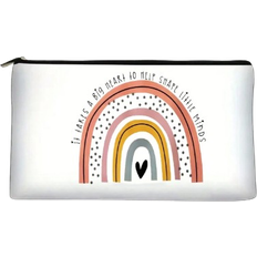 Shein It Takes A Big Heart To Shape Little Minds Rainbow Pattern Cosmetic Bag,Teacher Travel Toiletry Organizer,Makeup Bags,Purse Pencil Pen Case,School Pencil Case,Stationery Supplies Bag,Teachers'Day Gift Travel Accessories Travel Must Haves For Beach Travel Essentials Vacation Summer Getaway Holiday Back To School Storage Travel Bag