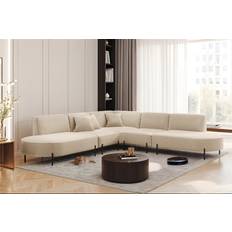 Fun-Möbel Ecksofa Designersofa Valencia Stoff Quelle Beige Sofa 210cm