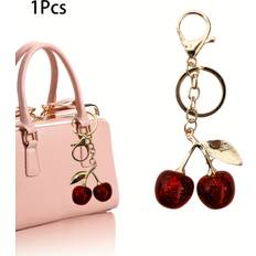 Bag Charm Resin Keychain Accessory With Design - Red