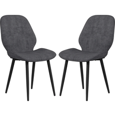 Steel Kitchen Chairs Homcom Velvet Look Grey Kitchen Chair 86cm 2pcs