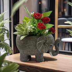 Pots, Plants & Cultivation Temu Handmade Abstract Elephant Resin Planter