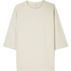 Bershka T-shirts Bershka Beige Oversized T-shirt Med Korte Ærmer - Neutral