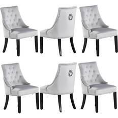Life Interiors Velvet Light Grey Kitchen Chair 94cm 6pcs