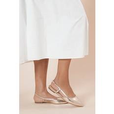 Faux Leather - Women Ballerinas Dorothy Perkins Briony Faux Leather Comfort Sock Pointed Slingback Flat Shoes - Gold