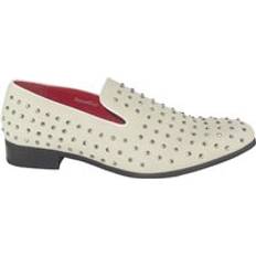 Xposed Elegant Suede Glitter Stud Loafers - White