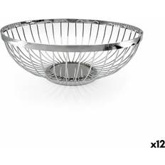 Metal Bread Baskets Breadbasket My Bar Silver Metal Set of 12 25.5 x 9.5 cm Bread Basket