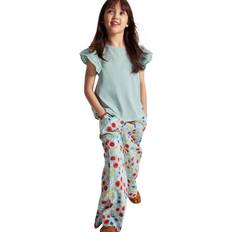 Polarn O. Pyret Trousers Polarn O. Pyret Poppy Print Wide Leg Kids Trousers - Blue
