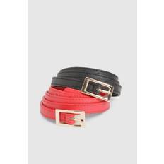 Accessories boohoo Gold Buckle Skinny Belt 2 Pack - Multi