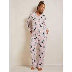 Organic Pyjamas Chelsea Peers Organic Cotton Puffin Print Long Pyjama Set - Pink