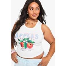 Golf Tank Tops boohoo Plus Sweet Apples Racer Vest Top - White