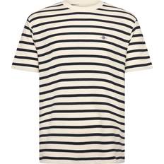 Gant T-shirts Gant Waffle Stripe T-Shirt - Cream - White