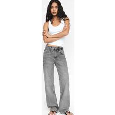 Pull&Bear Baggy Jeans Med Raka Ben Och Strass - Grå