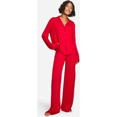 boohoo Tall Long Sleeve Shirt Trousers Pyjama Set - Red