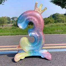 Foil Balloons Shein 32inch Rainbow Gradient Digital Number Balloons