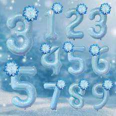 Blue Number Balloons Shein 2pcs 0-9 Blue Foil Balloon Set