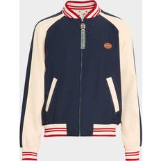 Valentino Jackor Valentino Wool Bomber Jacket With Vlogo And Le Chat - Blue/Cream