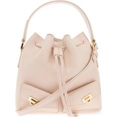 Pink Bucket Bags Ferragamo Uld Læder Skuldertaske Spand Stil - Lyserød