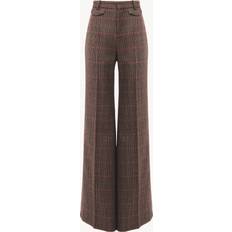 Wool Trousers & Shorts Chloe Check Print Wide Leg Trousers - Brown